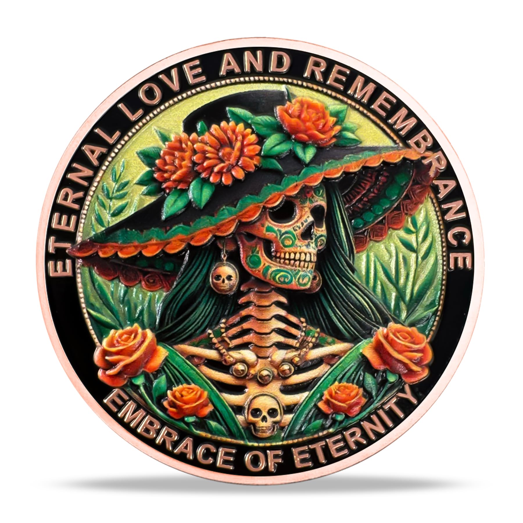 Eternal Love & Remembrance Skeleton Couple Dia de Los Muertos Memento Mori Coin mysite