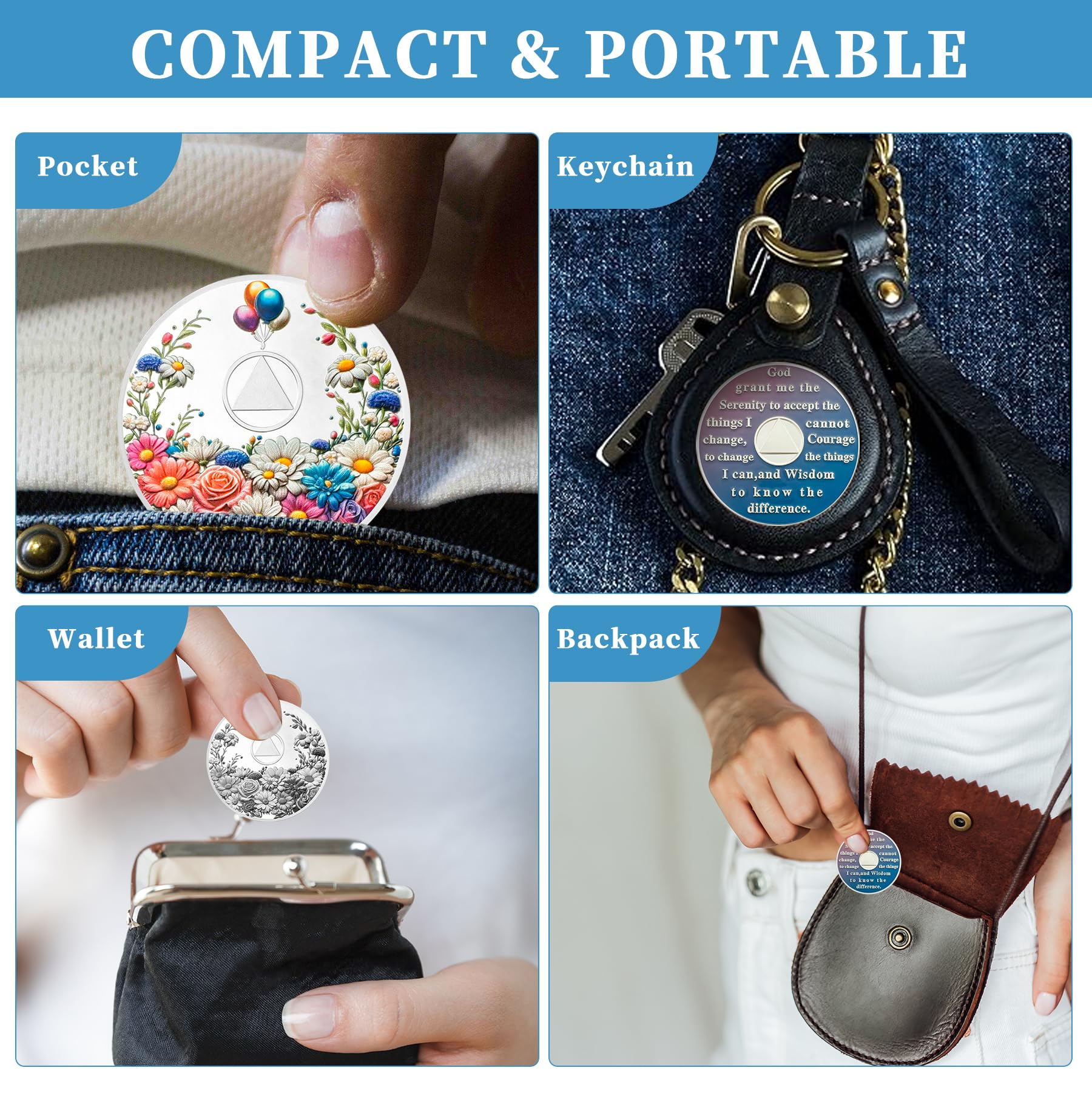 Colorful Floral Sobriety Coin mysite