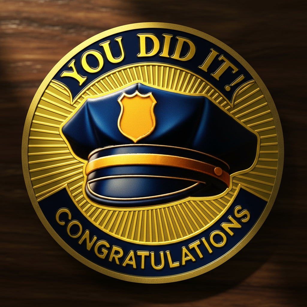 Police Graduation Hat Celebrating Achievement & Law Enforcement Challenge Coin mysite