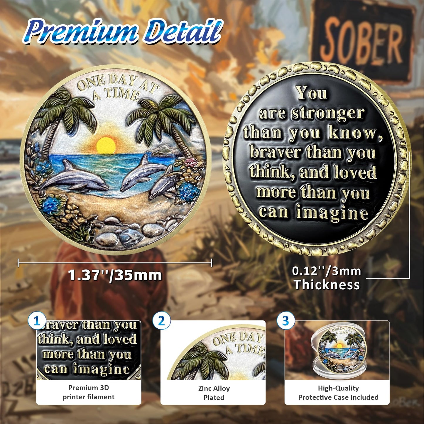 Recovery Addiction Sunset Beach Freedom Dolphins Sobriety Coin mysite