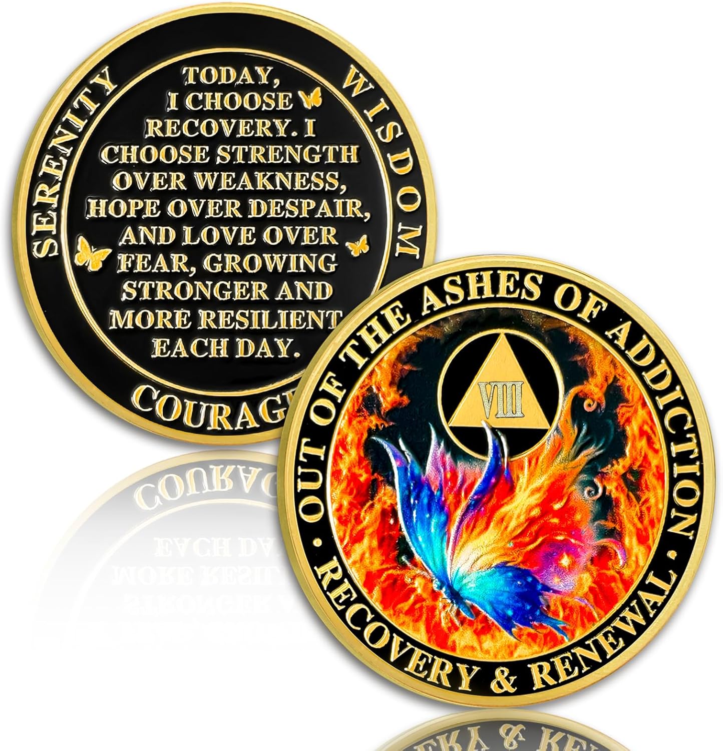 Personalized Butterfly in The Fire Sobriety Coin mysite