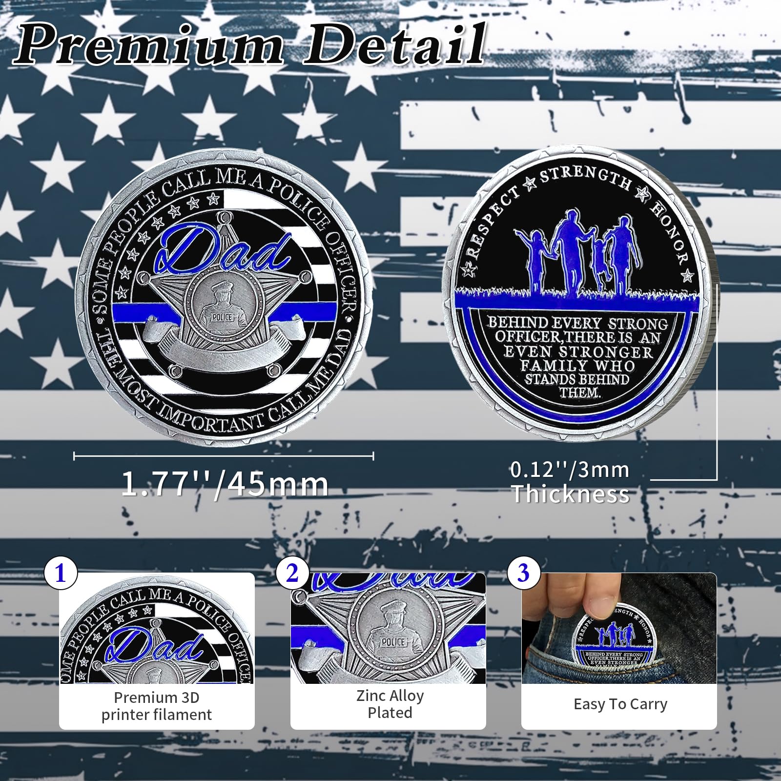 Thin Blue Line Police Law Enforcement Police Officer Challenge Coins mysite