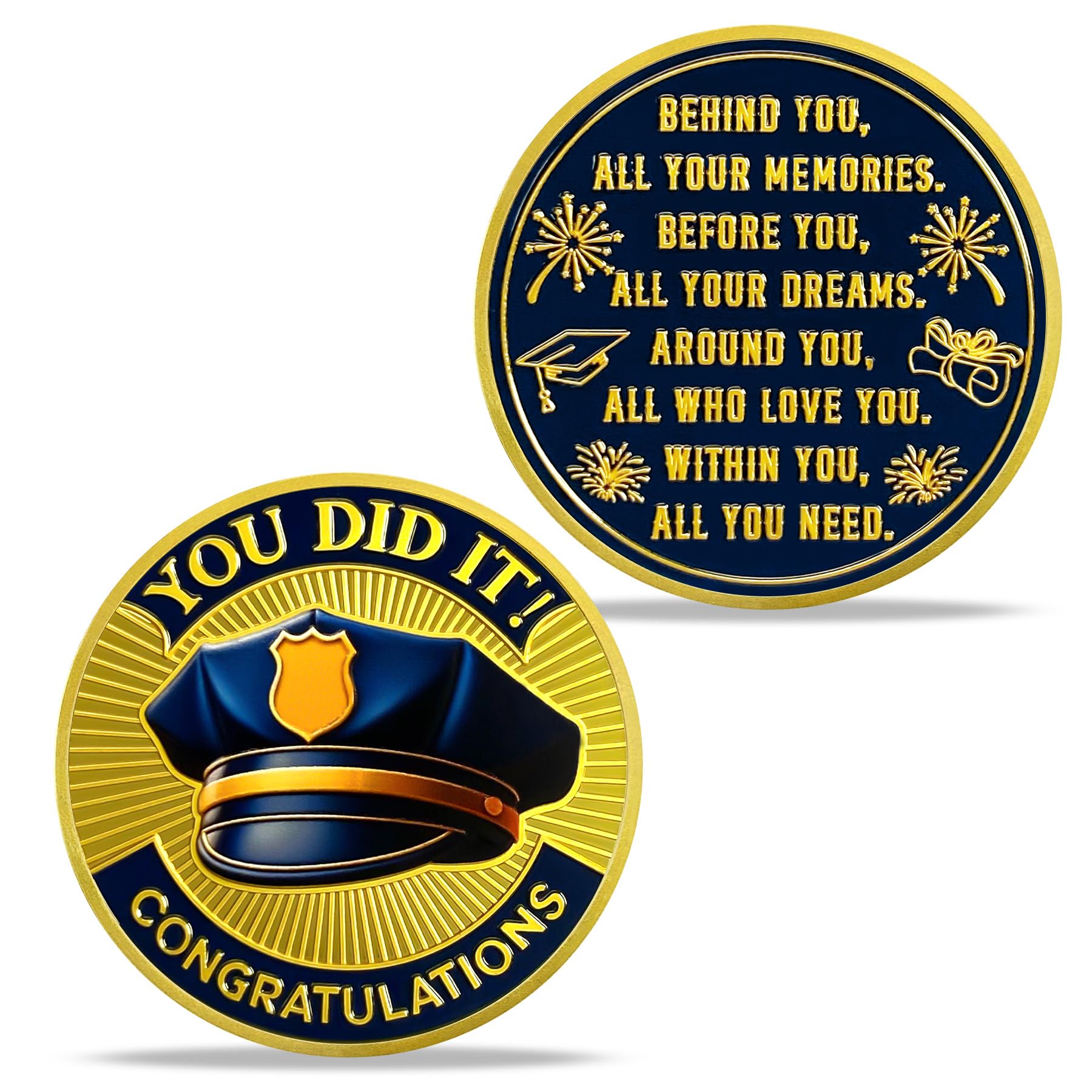Police Graduation Hat Celebrating Achievement & Law Enforcement Challenge Coin mysite