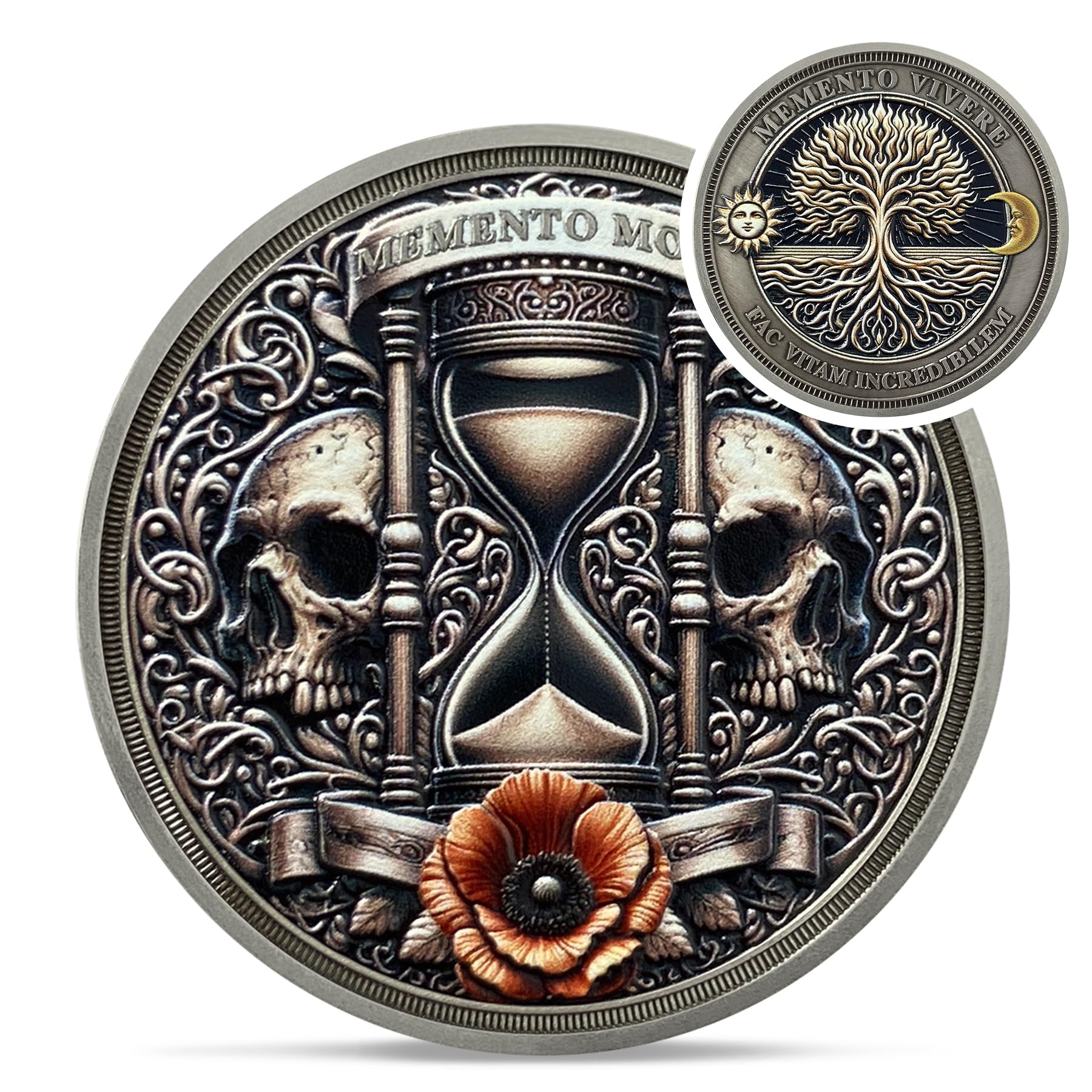Hourglass Memento Mori Novelty Tree of Life Stoic Challenge Coin mysite