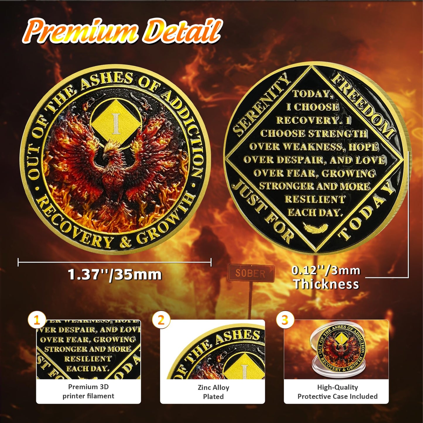 Personalized Reborn from Fire Delicate Phoenix Sobriety Coin mysite
