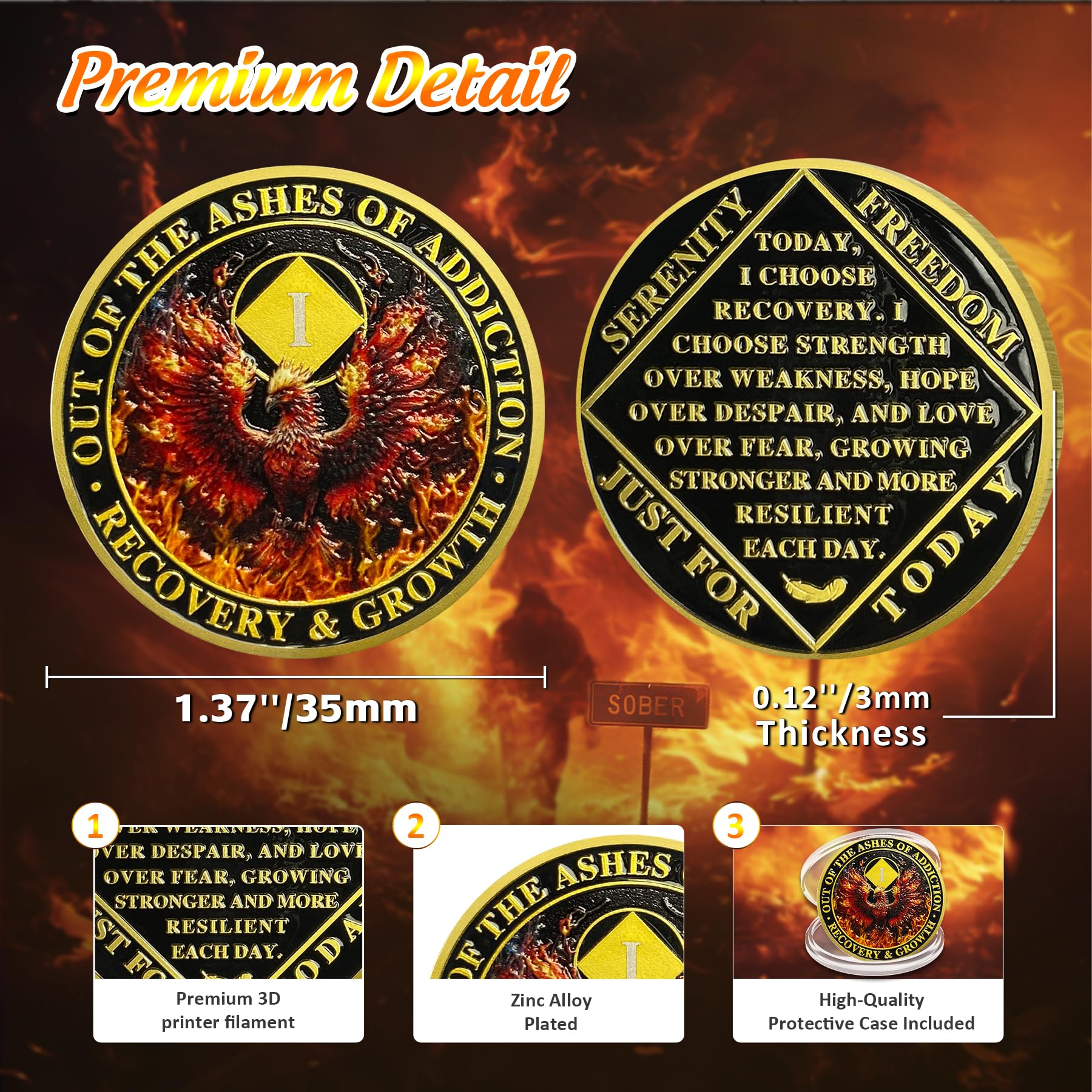 Personalized Reborn from Fire Delicate Phoenix Sobriety Coin mysite