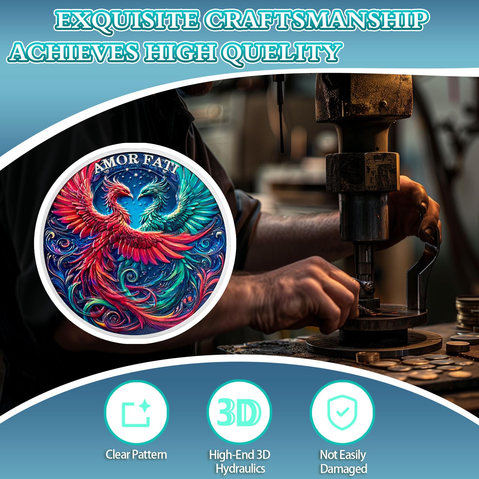 Red and Green Phoenix Momento Mori Stoic Coins Stoicism Coin mysite