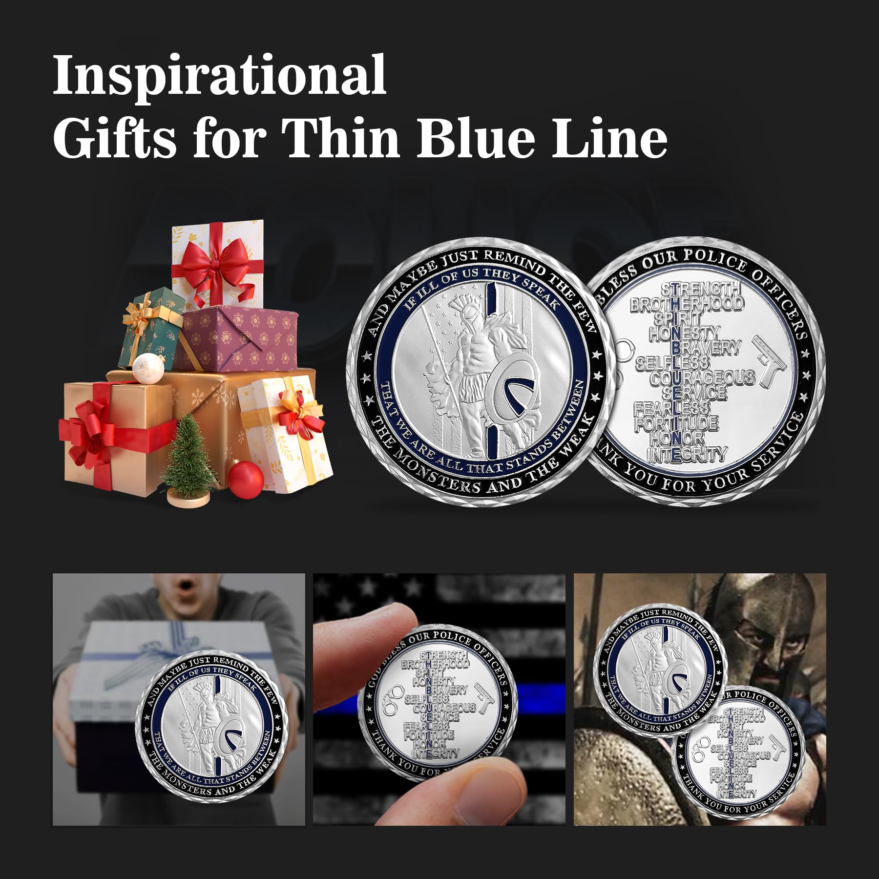 US Thin Blue Line Police Officers Spartan Warriors Challenge Coin mysite