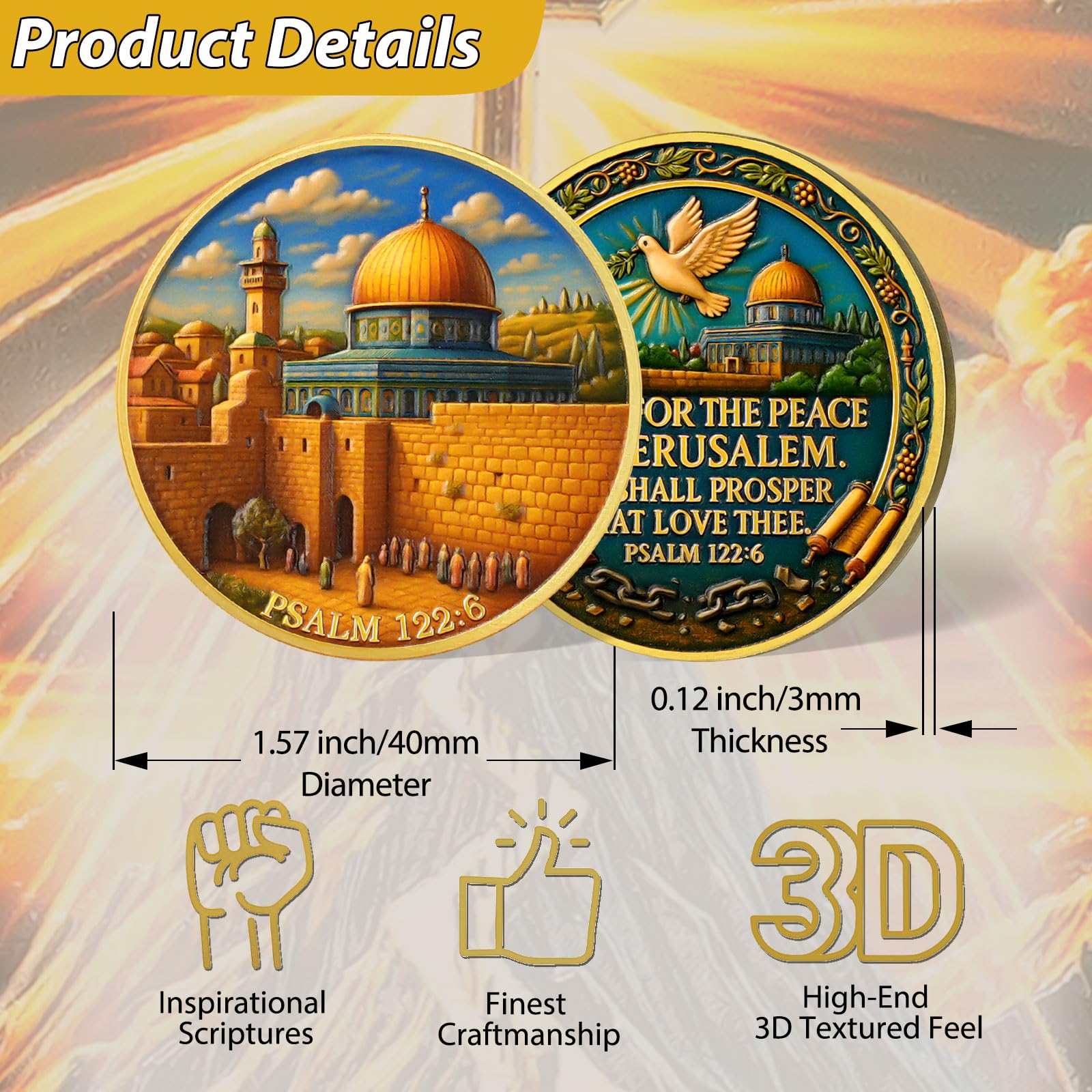 Jerusalem Peace Commemorative Christian Challenge Coin mysite