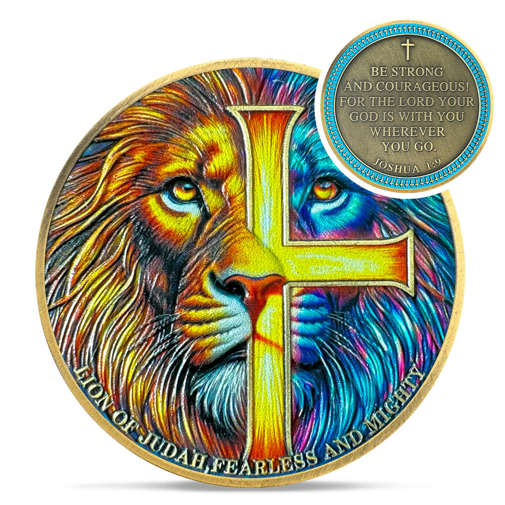 Lion of Judah Rare Joshua 1:9 Religious Jesus Christian Challenge Coin mysite