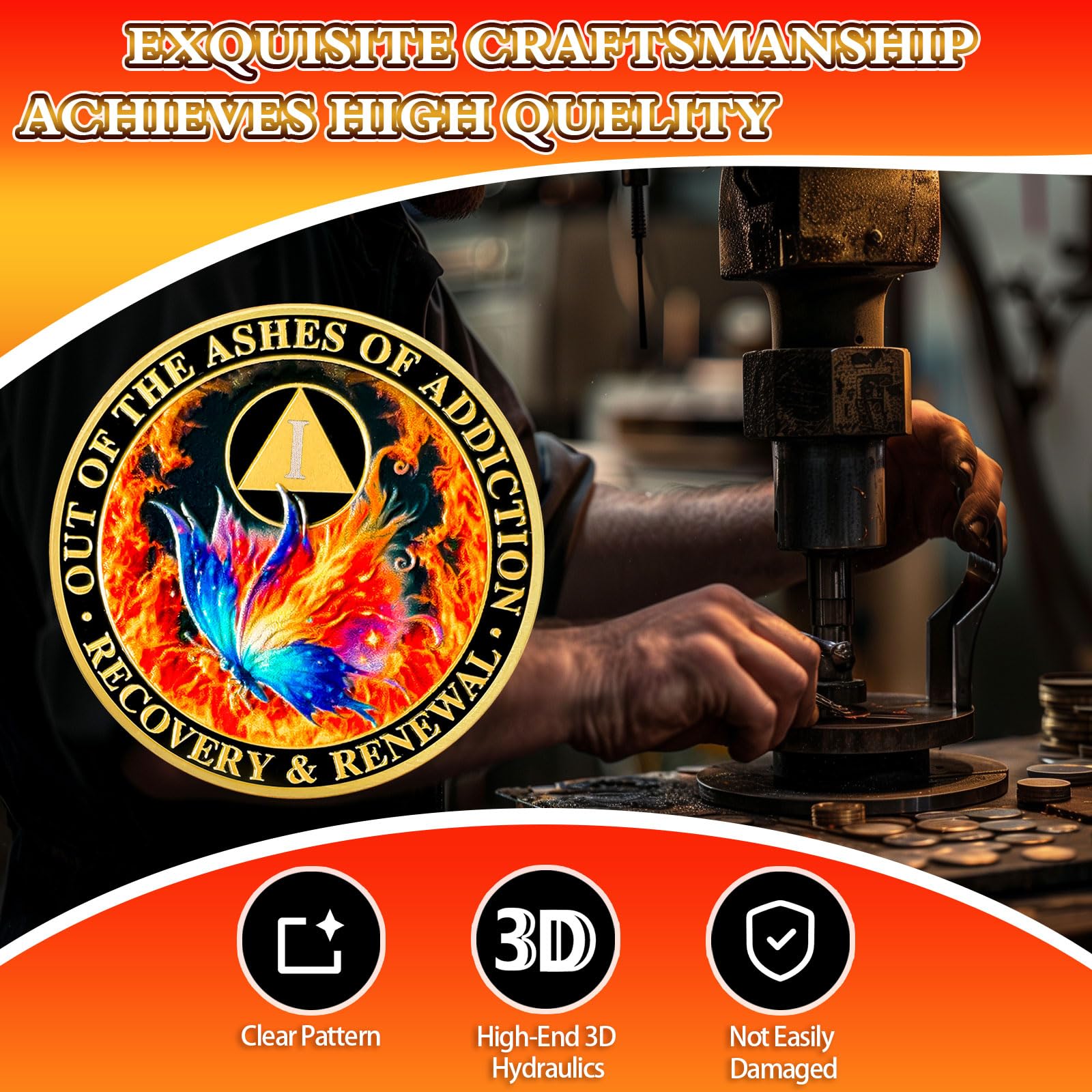 Personalized Butterfly in The Fire Sobriety Coin mysite