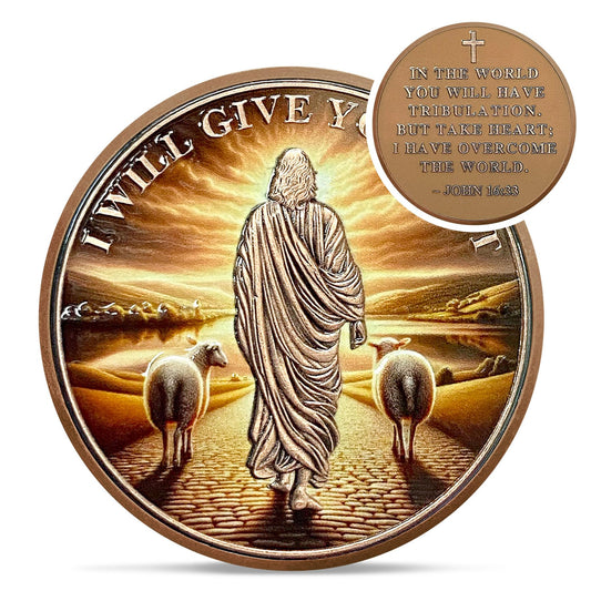 I Will Give You Rest Christian Challenge Coin mysite