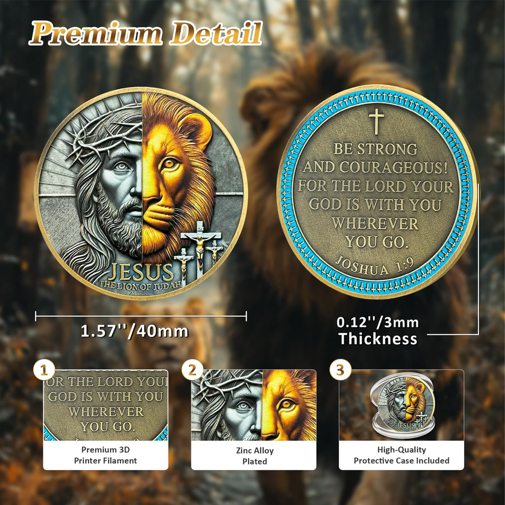 Crown of Thorns Jesus Lion of Judah Joshua 1:9 Religious Challenge Coin mysite