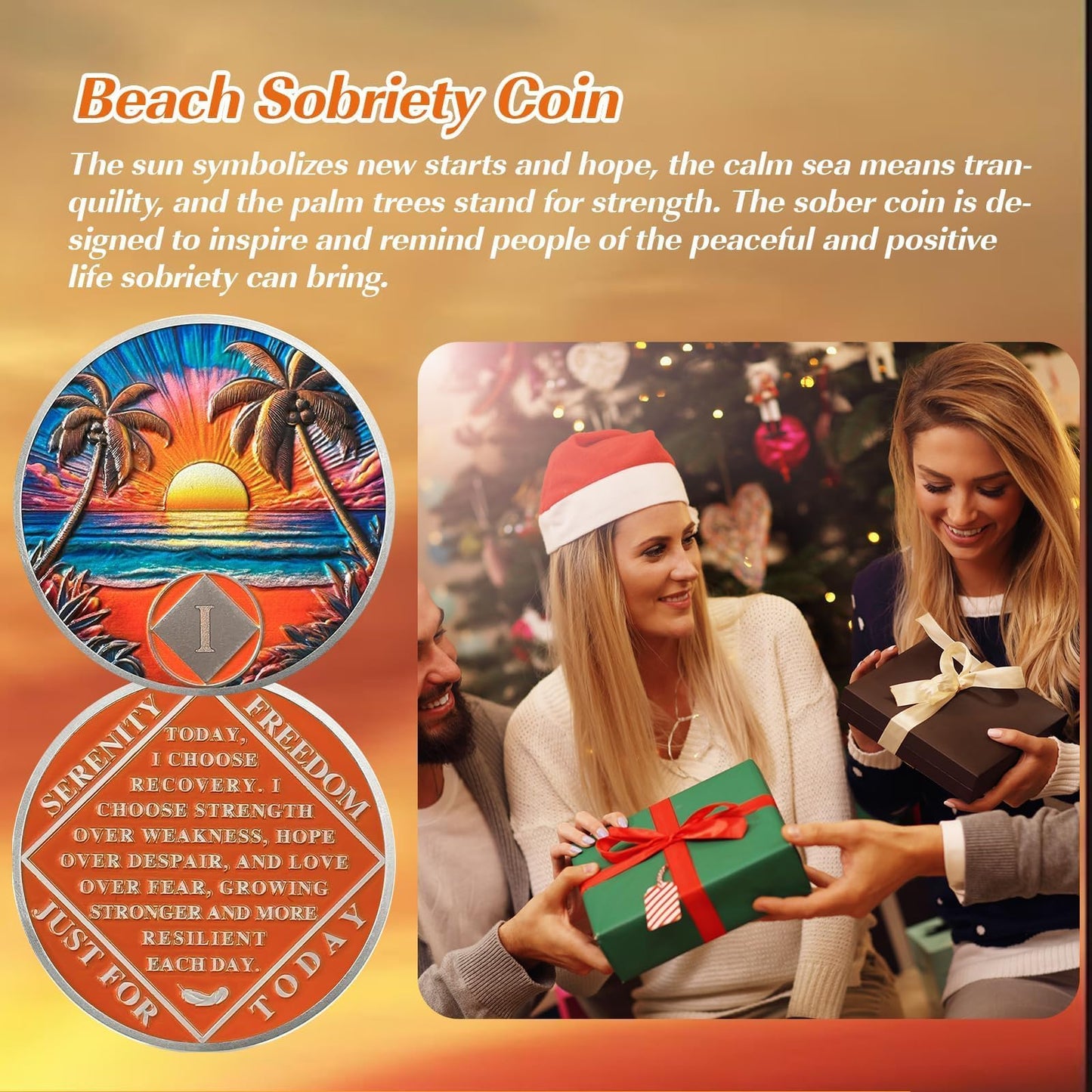 Personalized Beach Sunset Sobriety Coin mysite