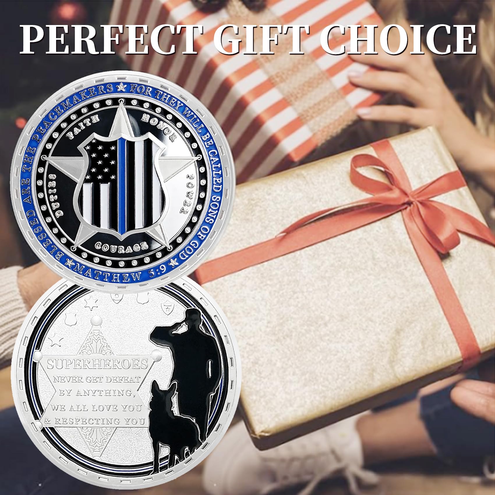 Police Officer Military Thin Blue Line K9 Challenge Coin mysite