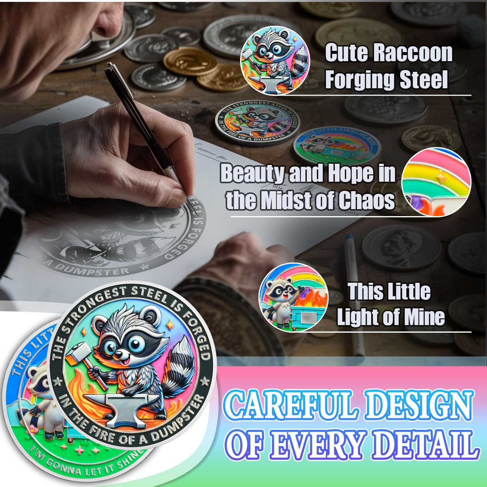 Cute Raccoon Resilience & Hope Dumpster Fire Challenge Coin mysite