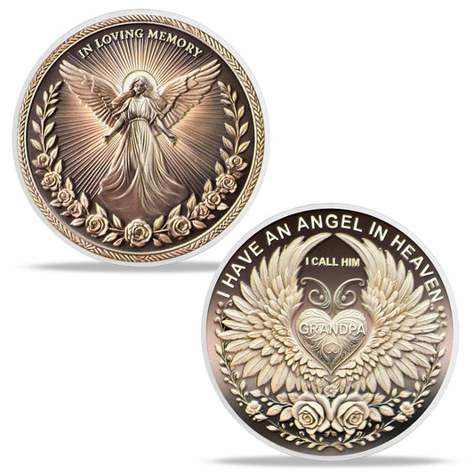 I Have an Angel in Heaven I Call Him Grandpa MemorialChallenge Coins mysite