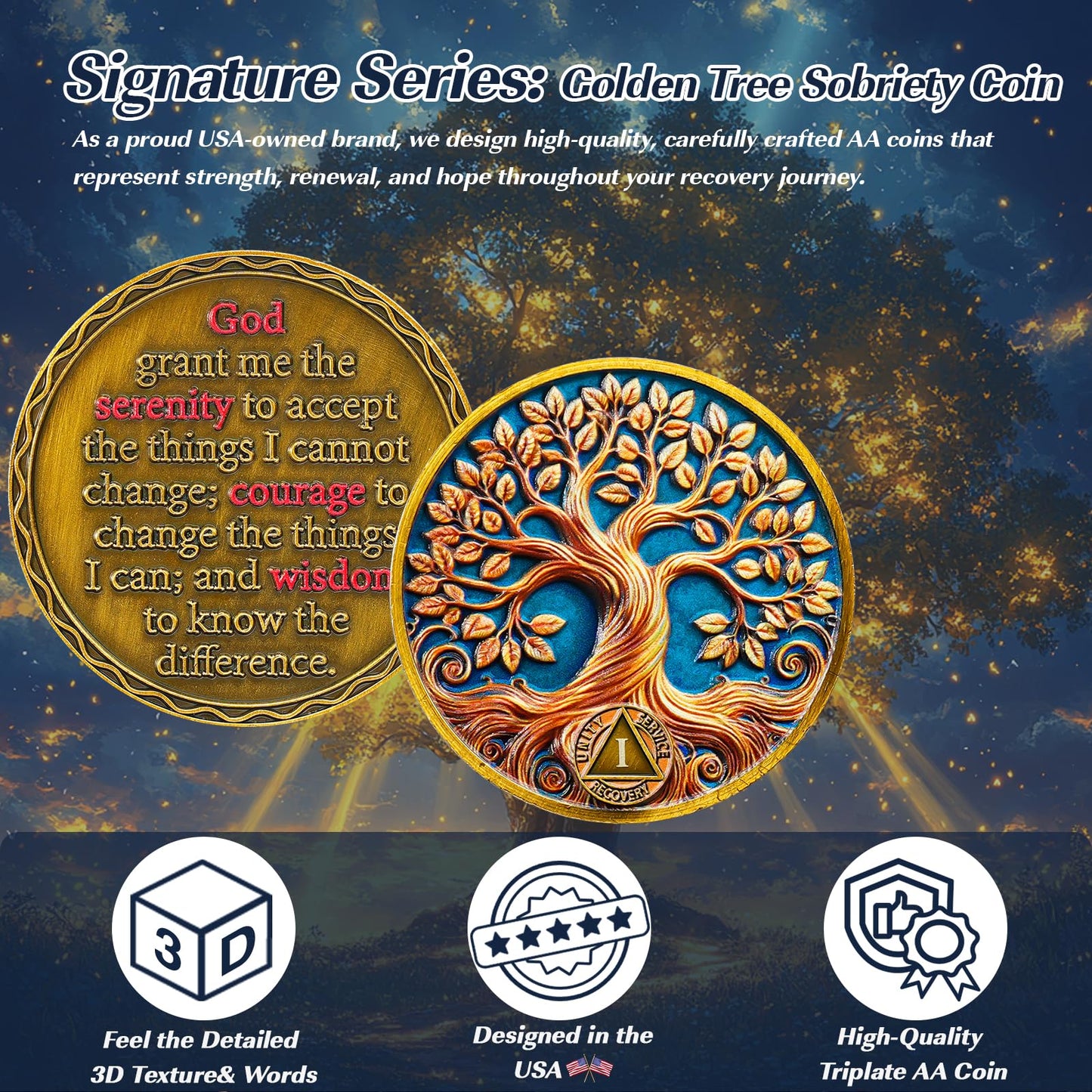 Personalized Recovery & Growth Tree of Life Sobriety Coin mysite