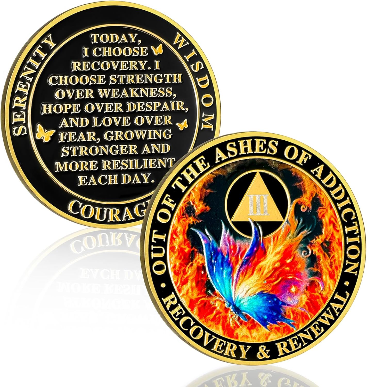 Personalized Butterfly in The Fire Sobriety Coin mysite