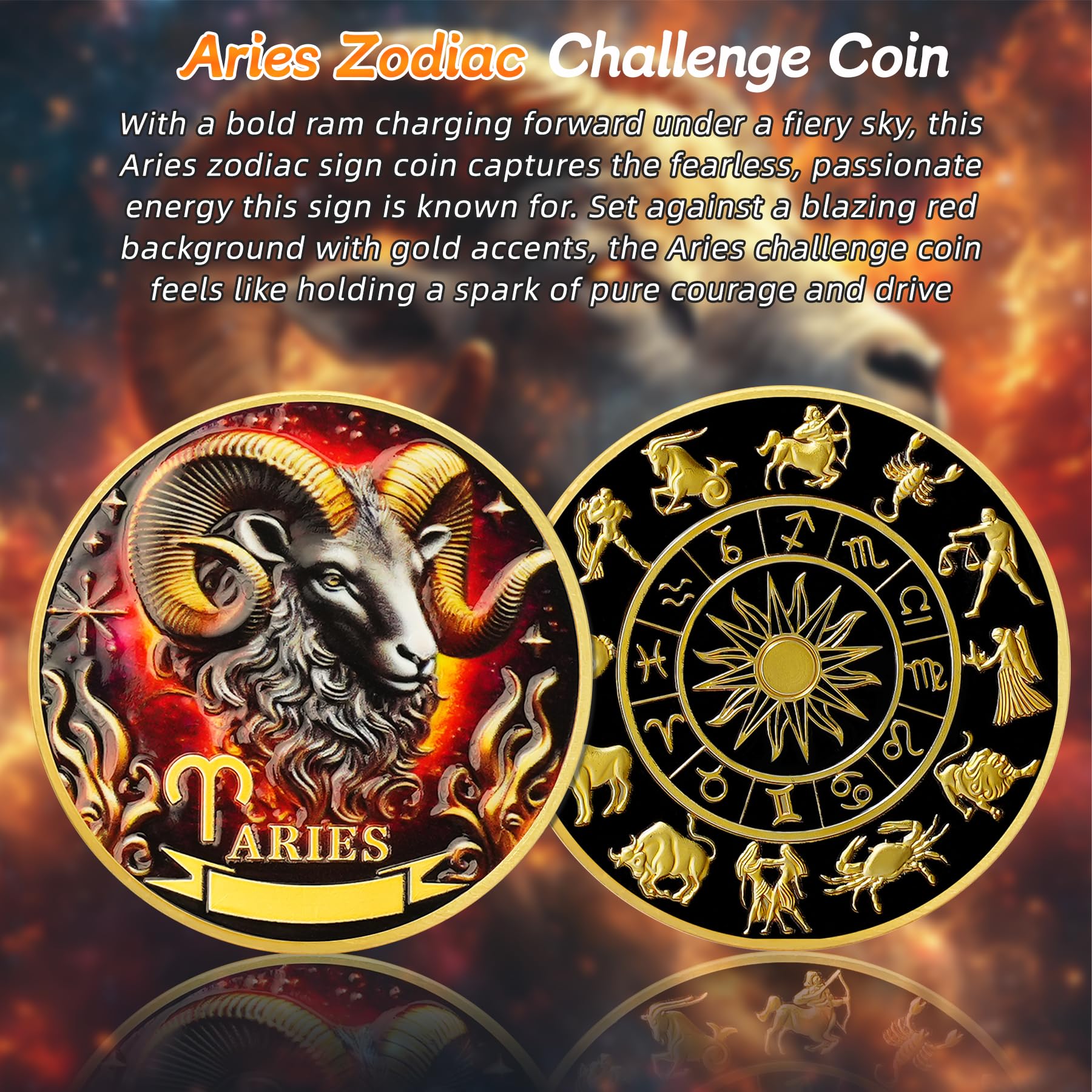 Aries 12 Zodiac Protective Talisman Challenge Coin mysite