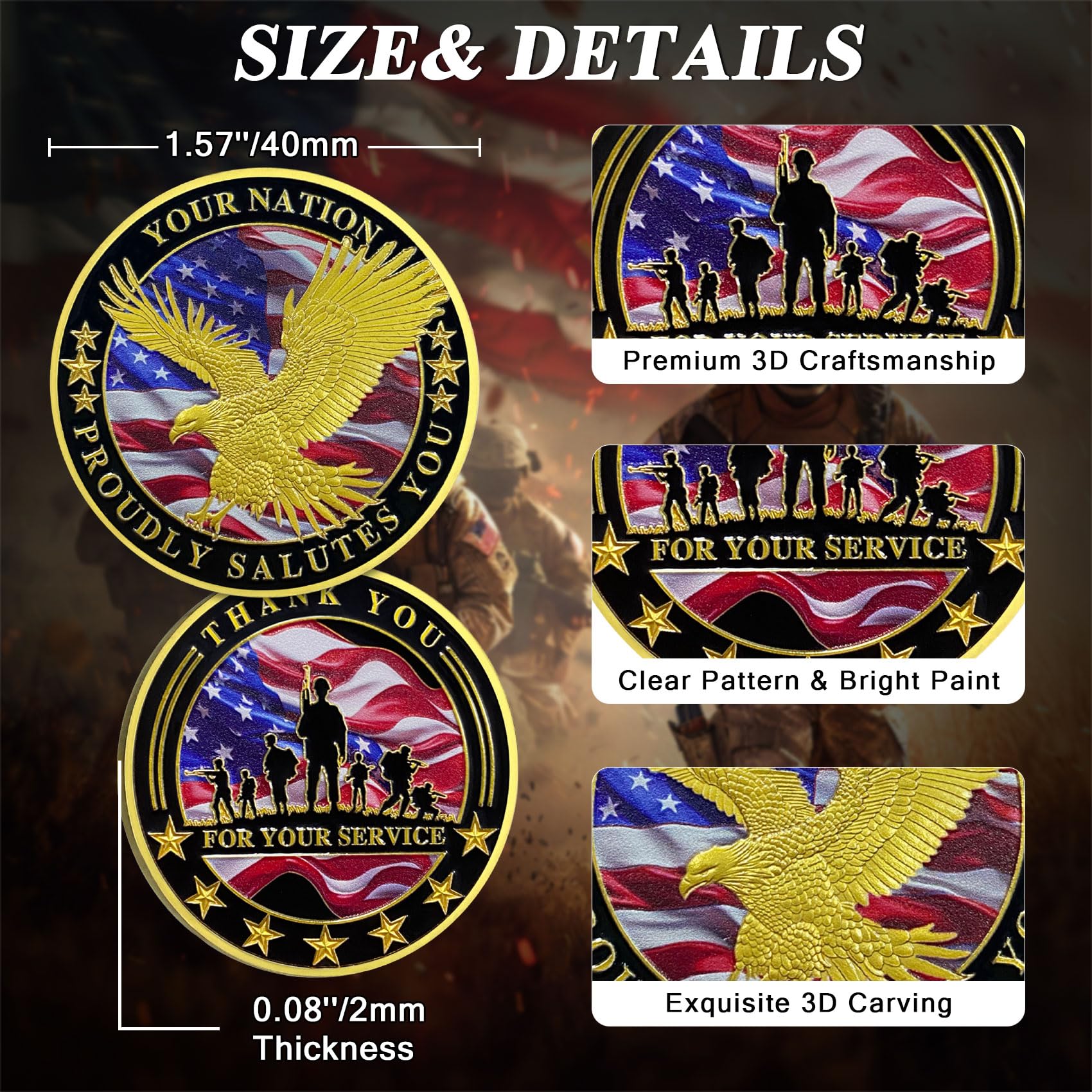 Thank You for Your Service Bulk Veterans Military  Challenge Coin mysite