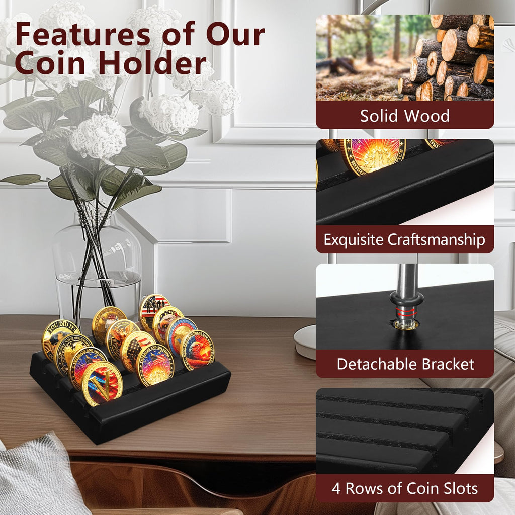4 Rows Wooden Coin Display mysite