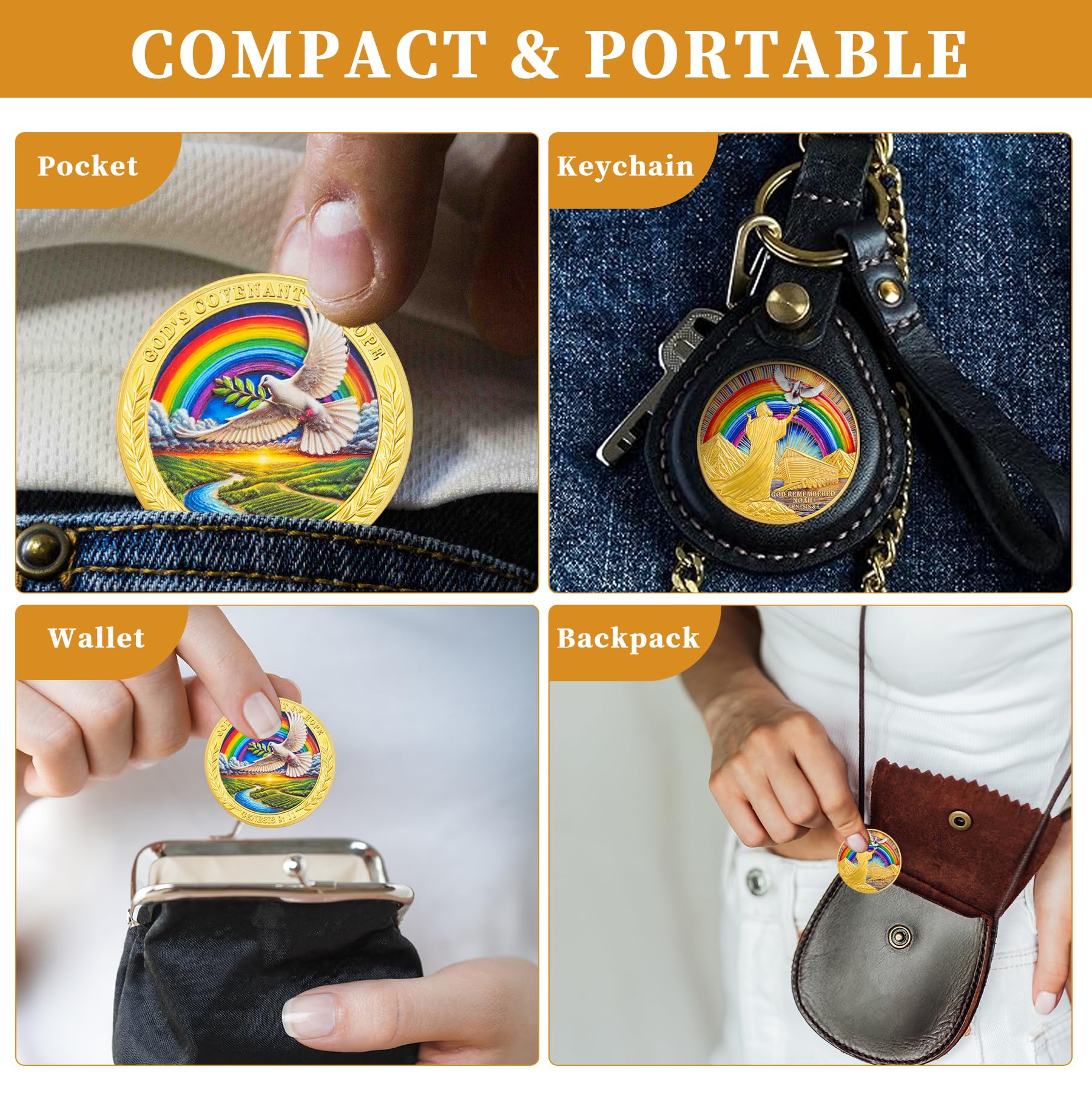 Dove, Rainbow & Bible Verses Noahs Ark Christian Coin mysite