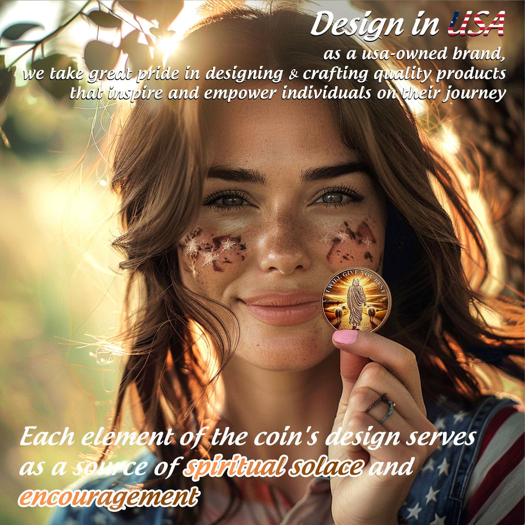 I Will Give You Rest Christian Challenge Coin mysite