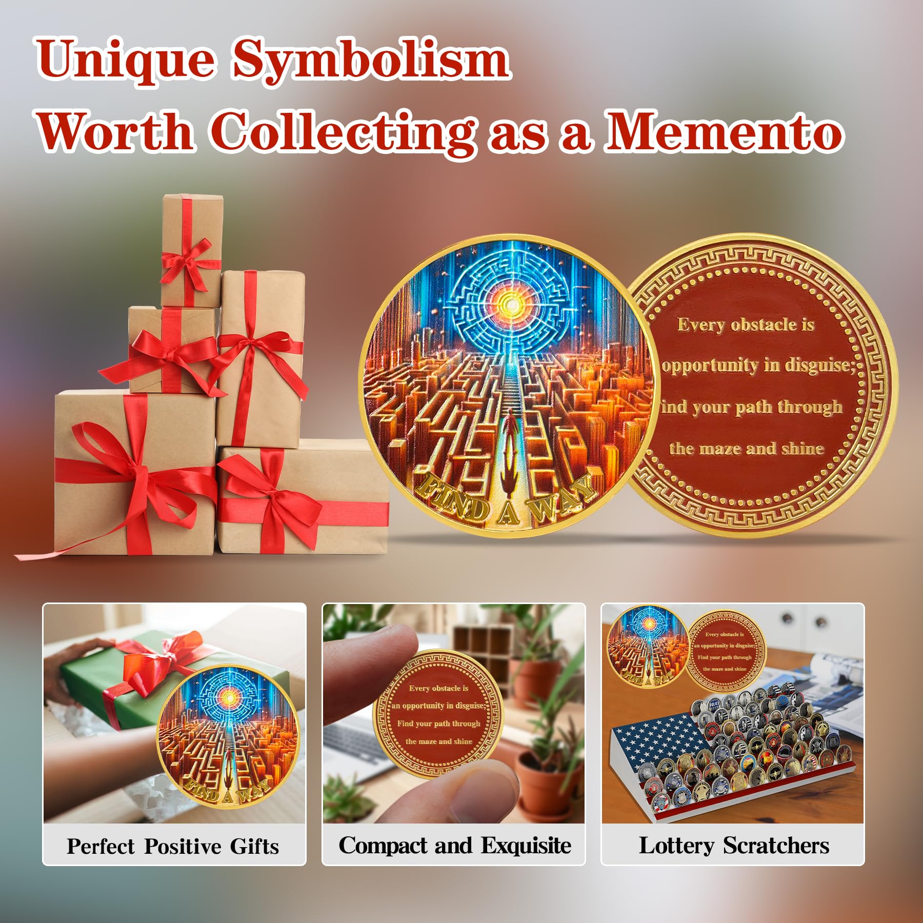 Encouragement to Find A Way in The Chaos of Life Labyrinth Light Motivational Challenge Coins mysite