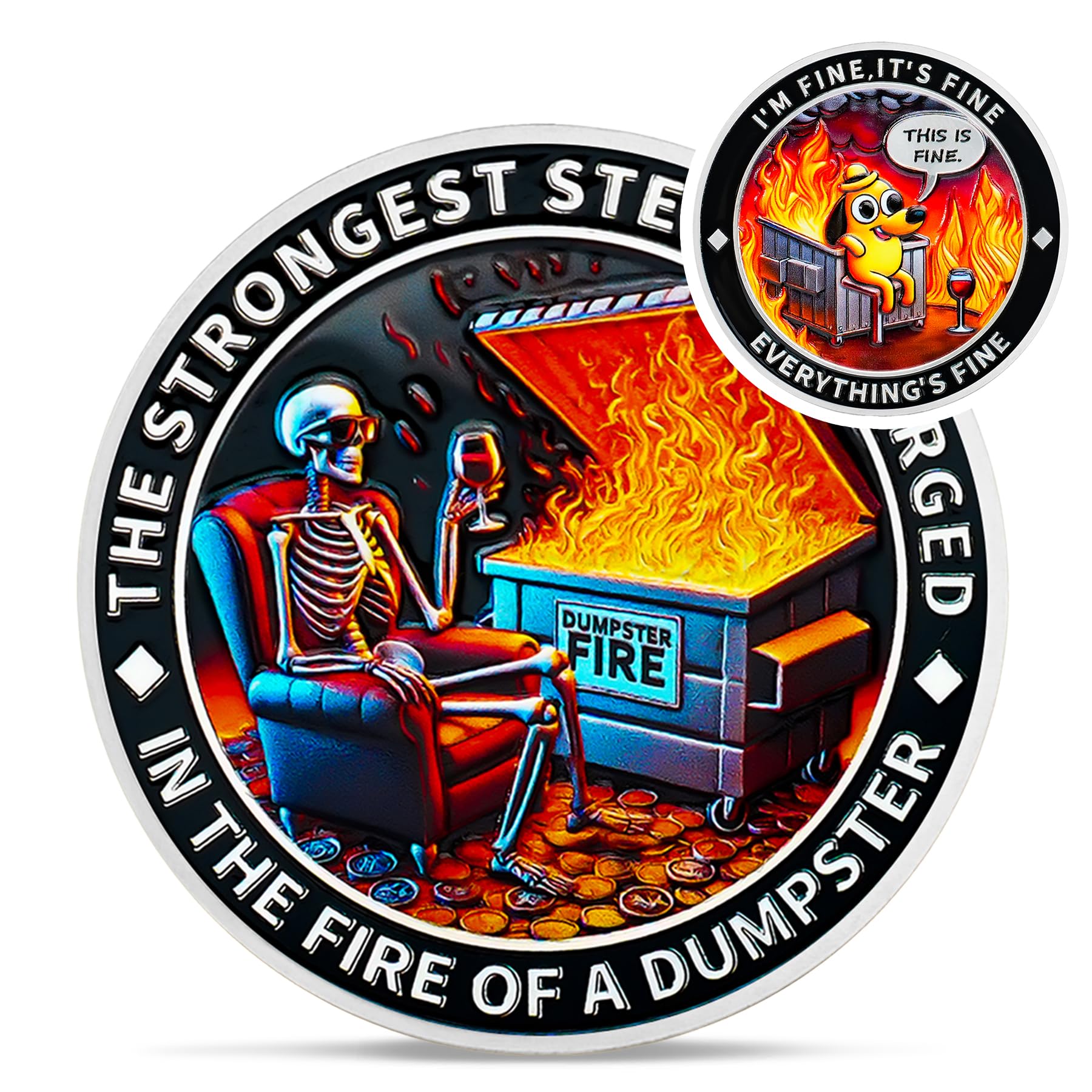 Cool Skull Dumpster Fire Challenge Coin mysite