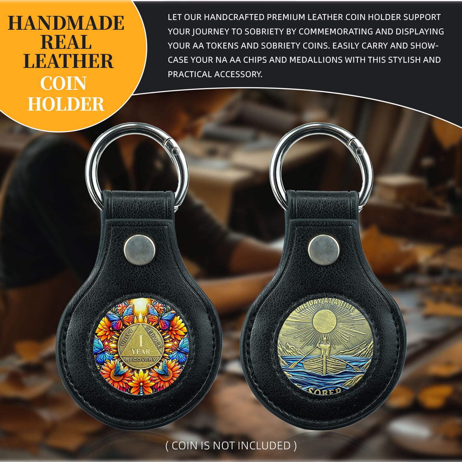 Handmade Premium Leather Coin Holder Keychain mysite