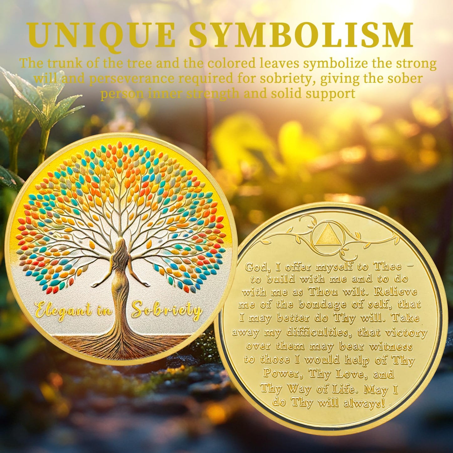 Woman Tree Affirmation Sobriety Coin mysite