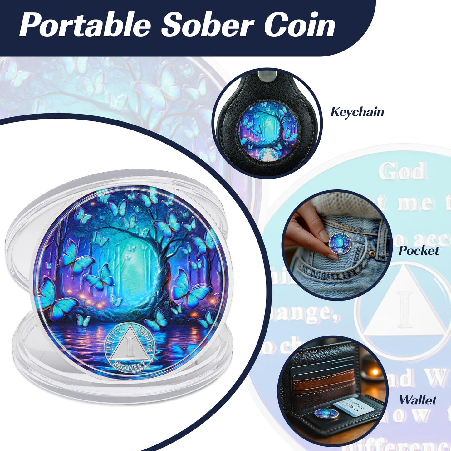 Personalized Butterfly Forest Sobriety Coin mysite