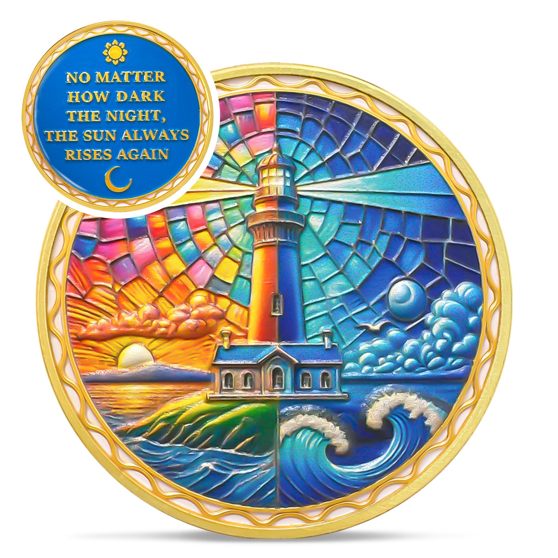 Sun and Moon Lighthouse Recovery Addiction Sobriety Coin mysite