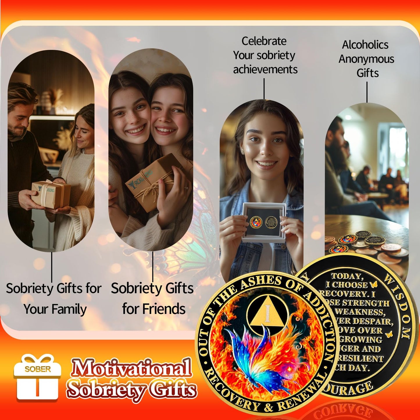 Personalized Butterfly in The Fire Sobriety Coin mysite