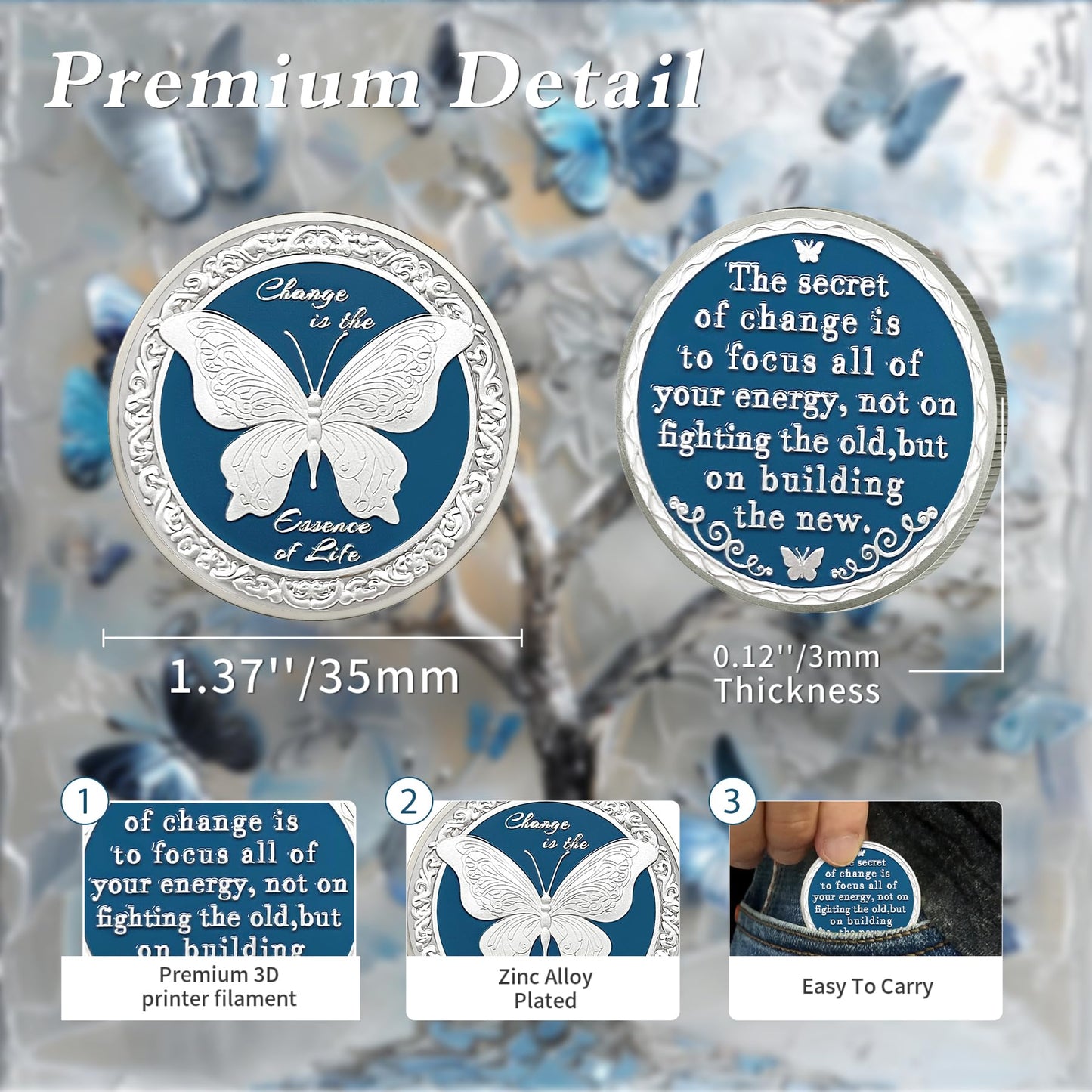 Vintage Reborn Butterfly Sobriety Coin mysite