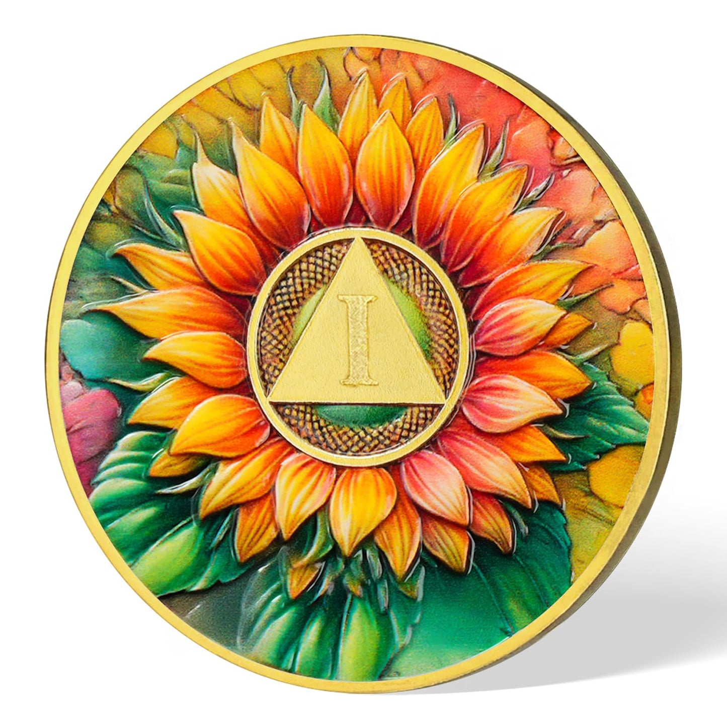 Personalized Sunflower Serenity Prayer Sobriety Coin Challenge Coin mysite