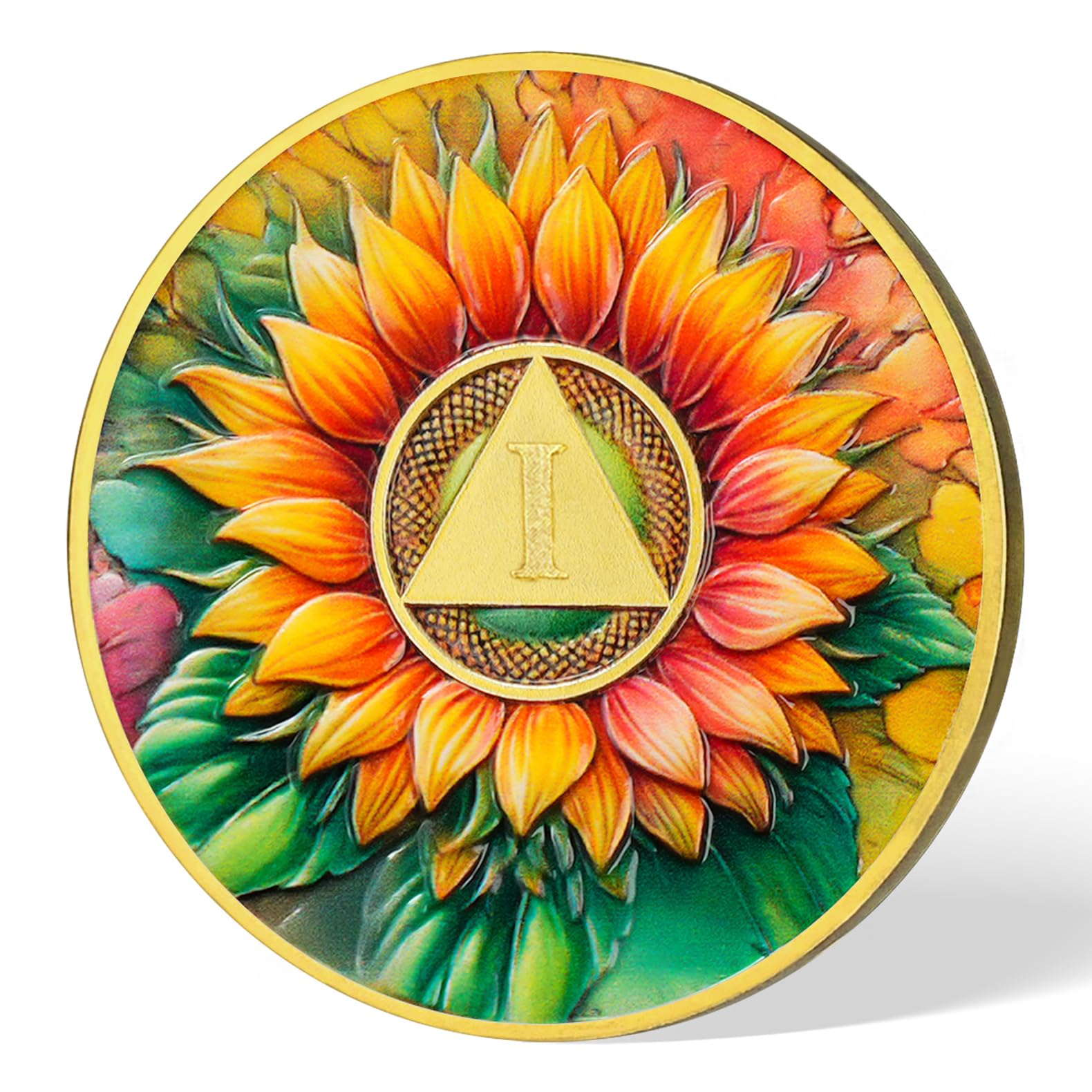 Personalized Sunflower Serenity Prayer Sobriety Coin Challenge Coin mysite