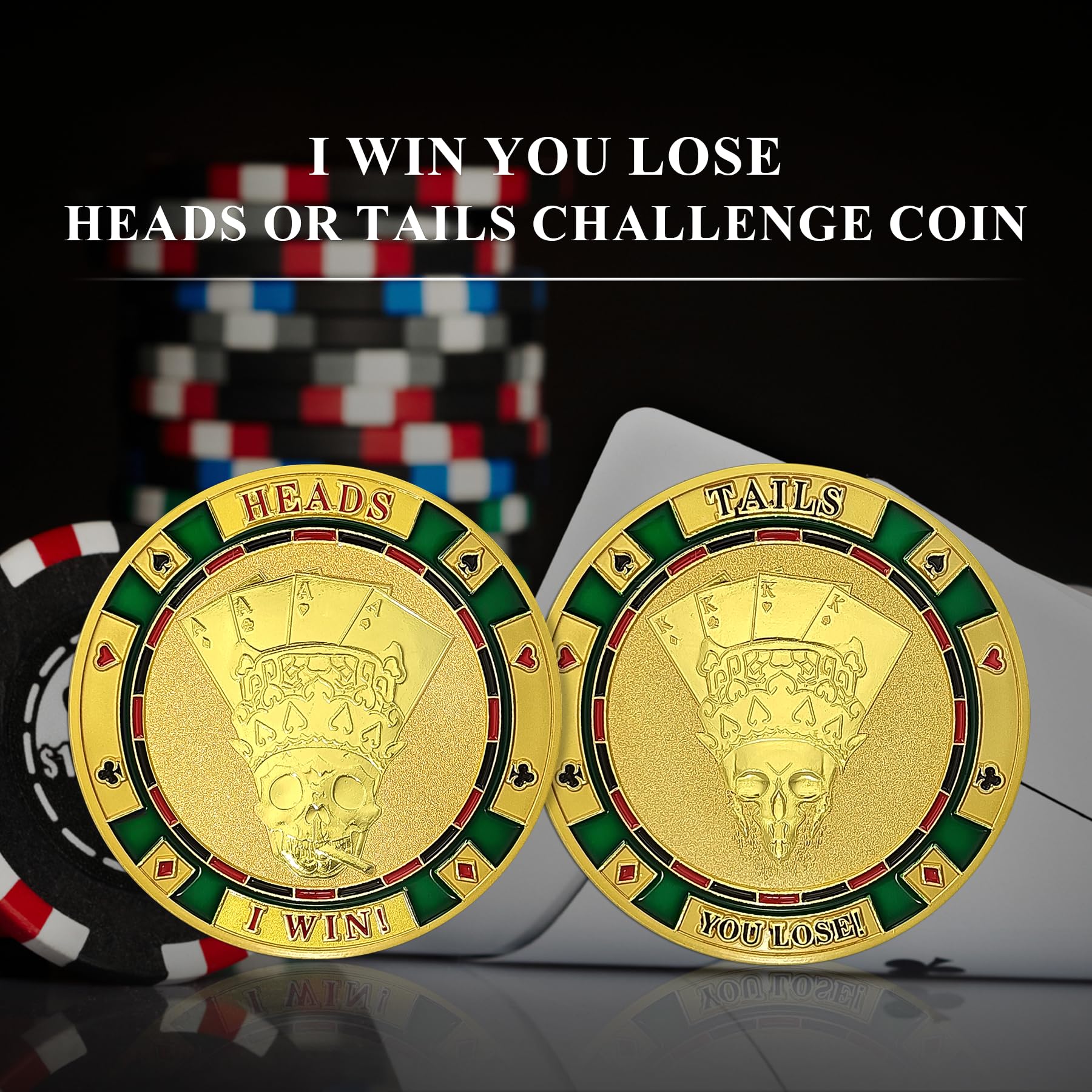 Heads Or Tails Poker Skull Good Luck Decision Challenge Coin mysite