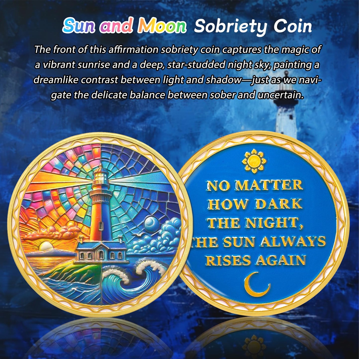Sun and Moon Lighthouse Recovery Addiction Sobriety Coin mysite