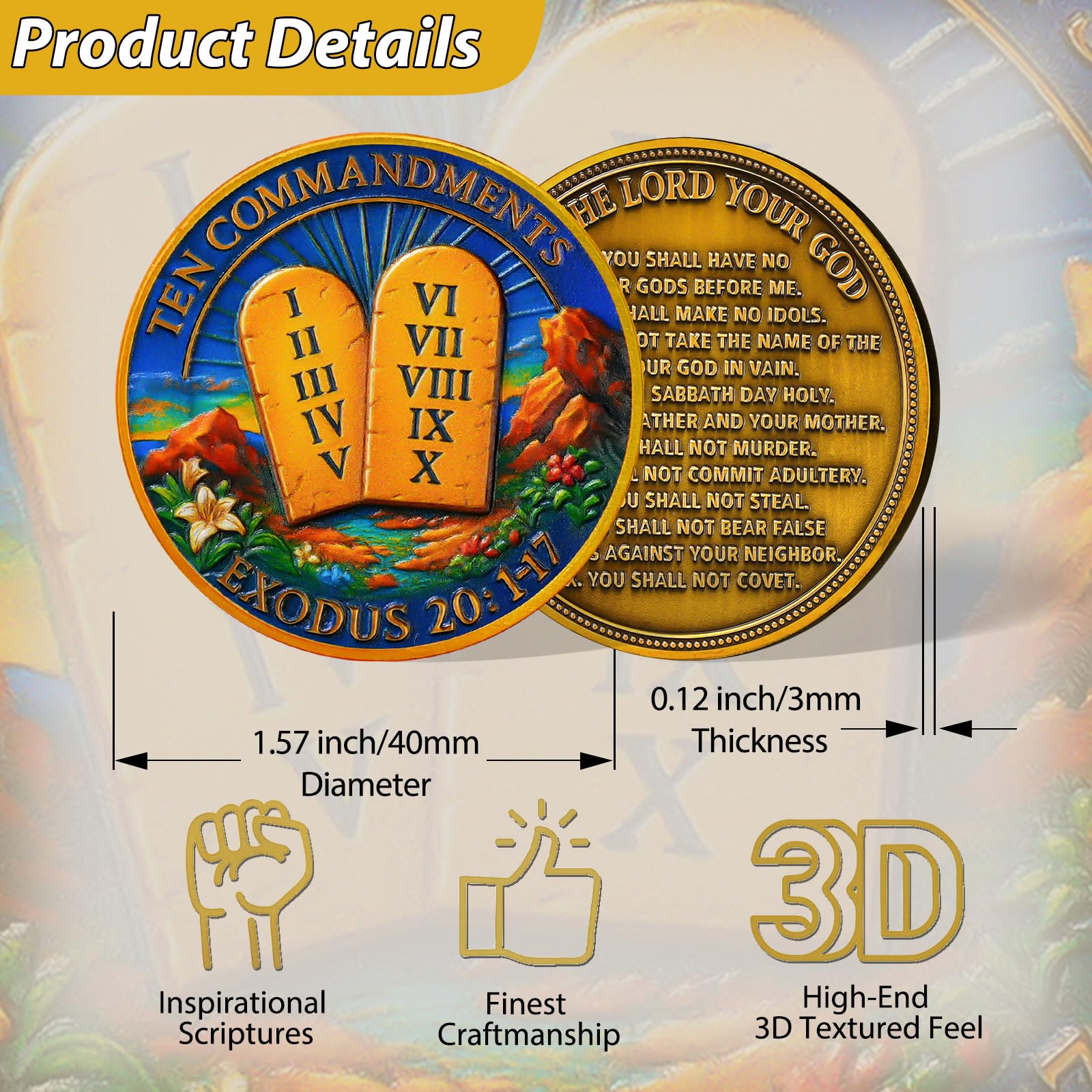 Exodus 20:1-17 Scripture Commandments Christian Challenge Coin mysite
