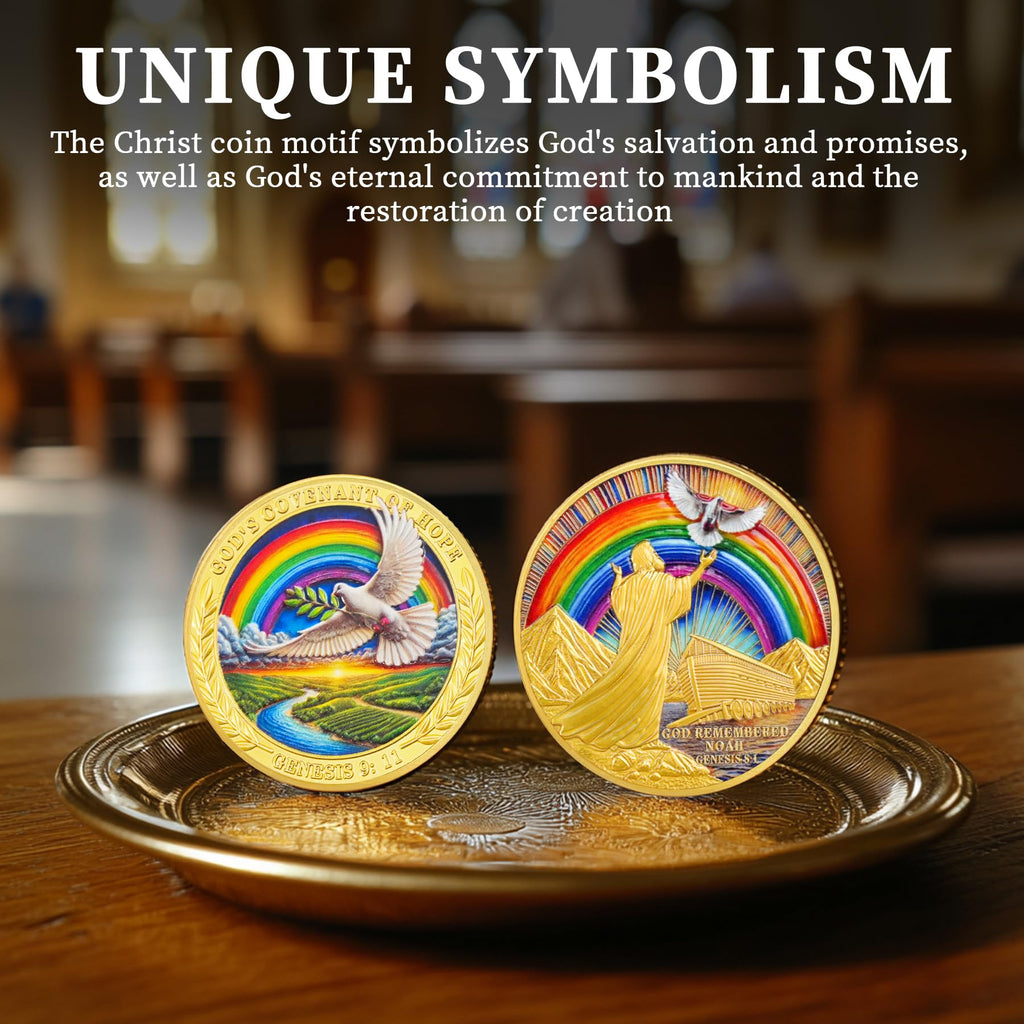 Dove, Rainbow & Bible Verses Noahs Ark Christian Coin mysite