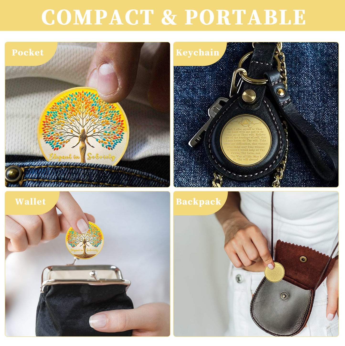 Woman Tree Affirmation Sobriety Coin mysite