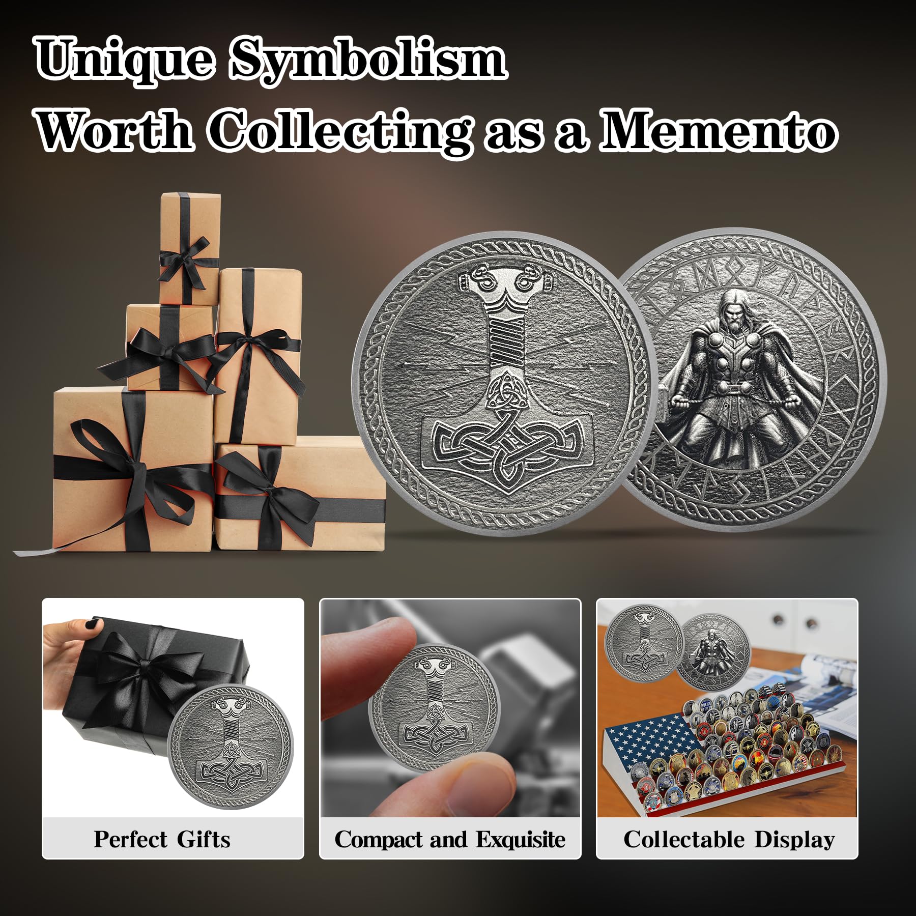 Thor Viking Norse God with Mjölnir and Runes Challenge Coin mysite