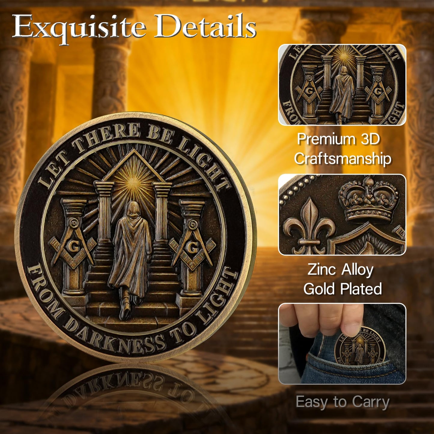 Masonic Darkness to Light Challenge Coin mysite