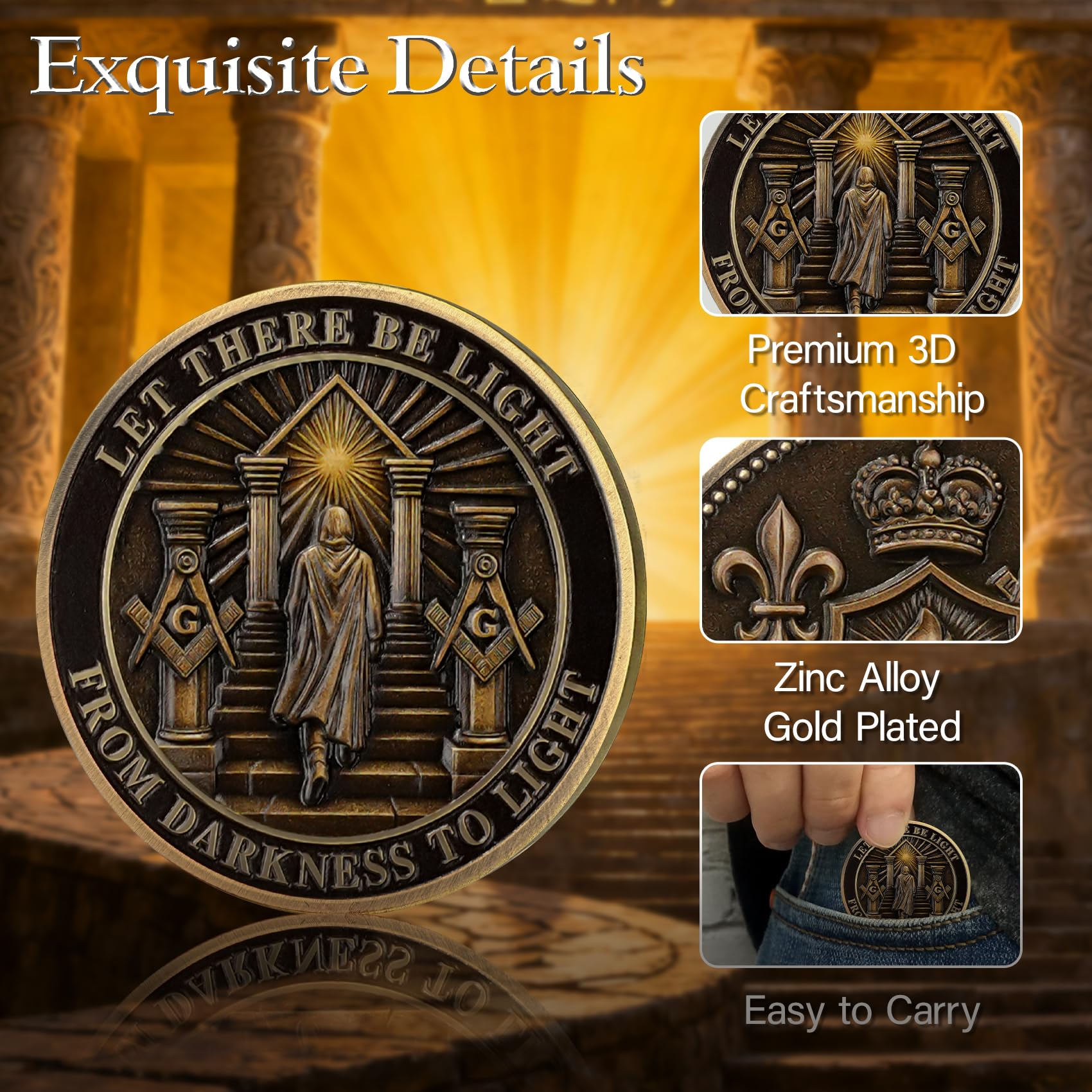 Masonic Darkness to Light Challenge Coin mysite