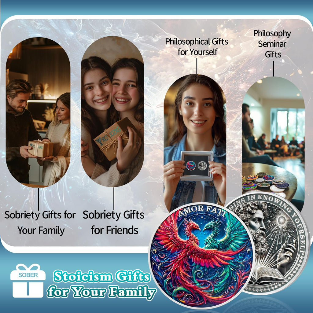 Red and Green Phoenix Momento Mori Stoic Coins Stoicism Coin mysite