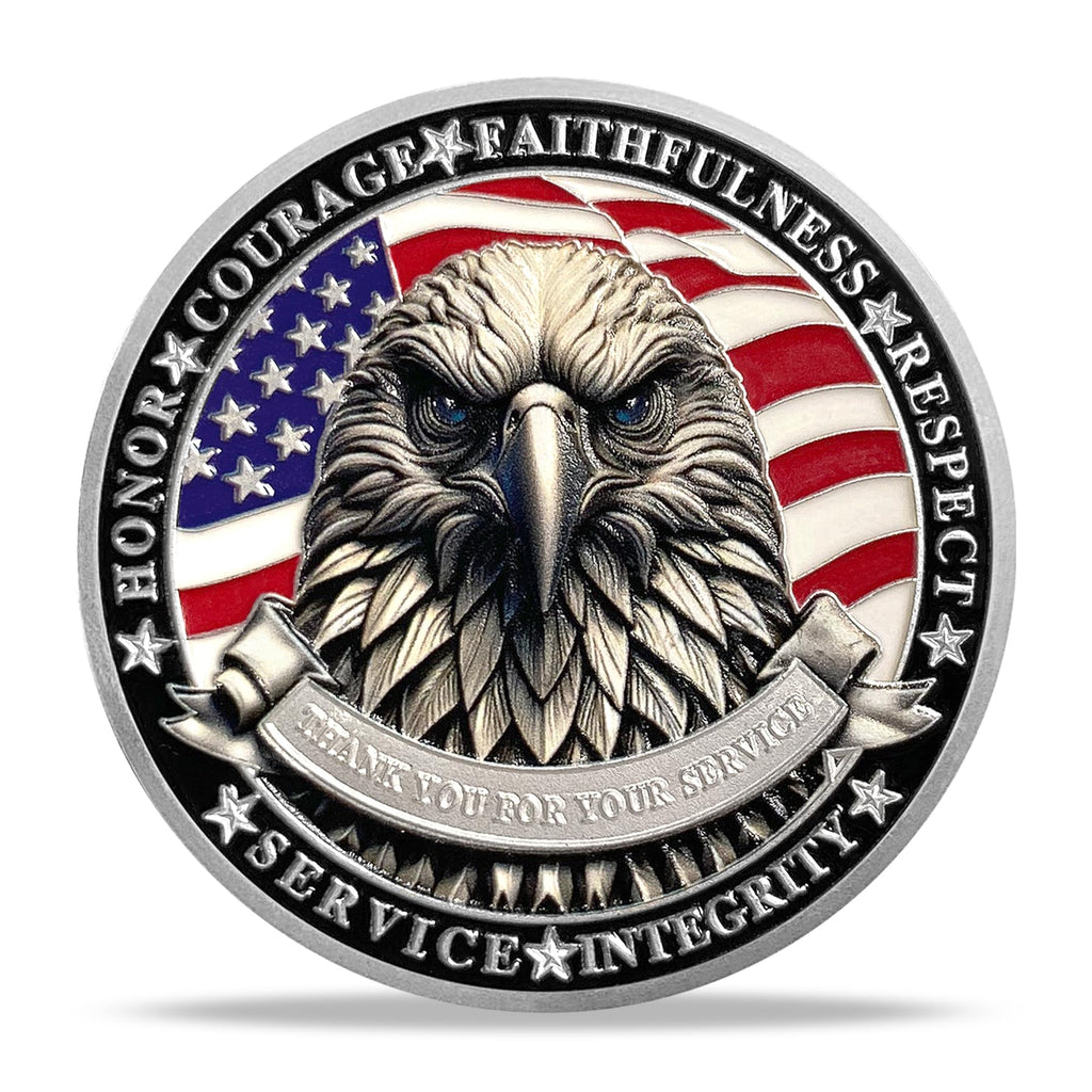 Saluting Soldier Eagle Emblem Patriotic Veteran Military Challenge Coin mysite