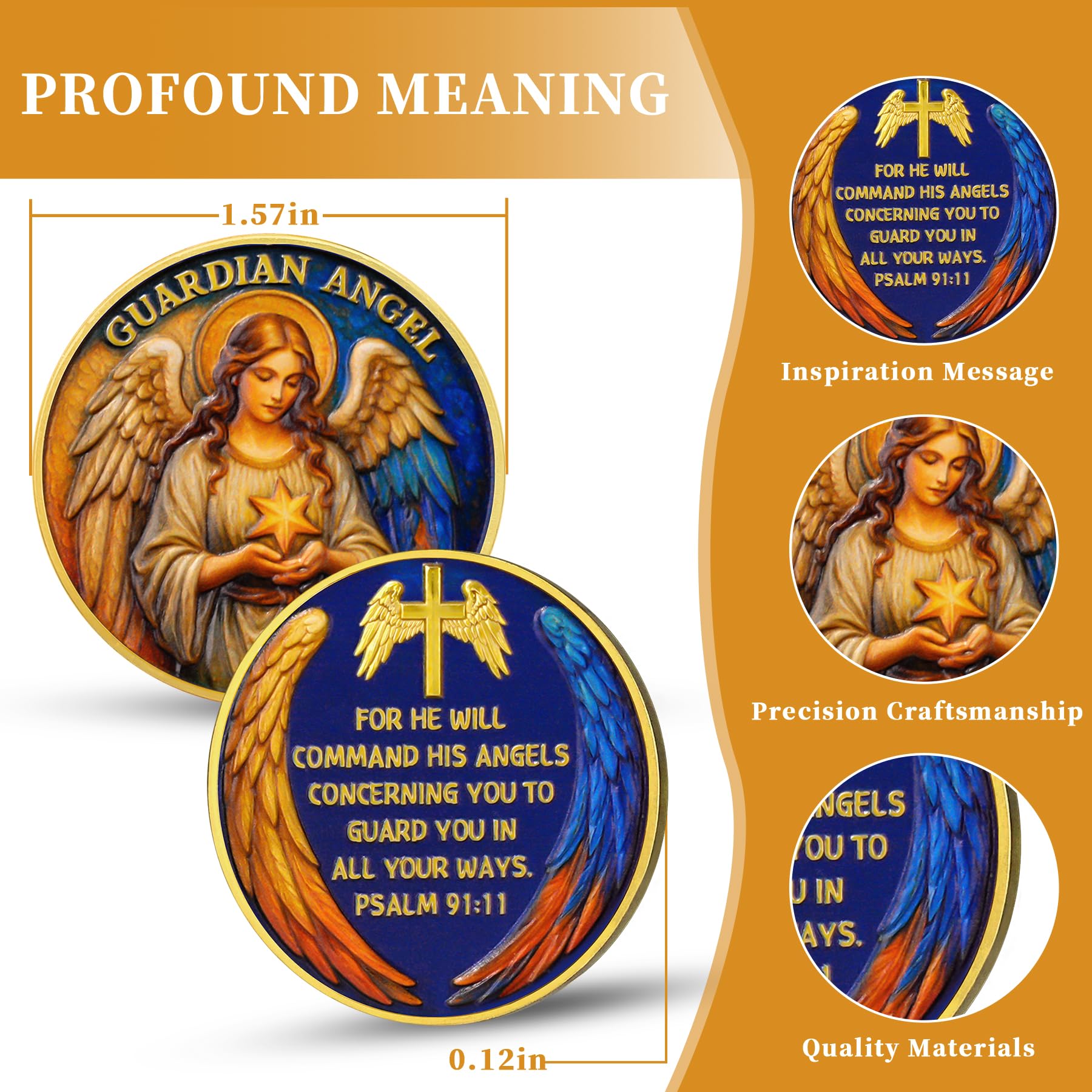 Guardian Angel Christian Challenge Coin – Psalm 91:11 Prayer Medallion mysite