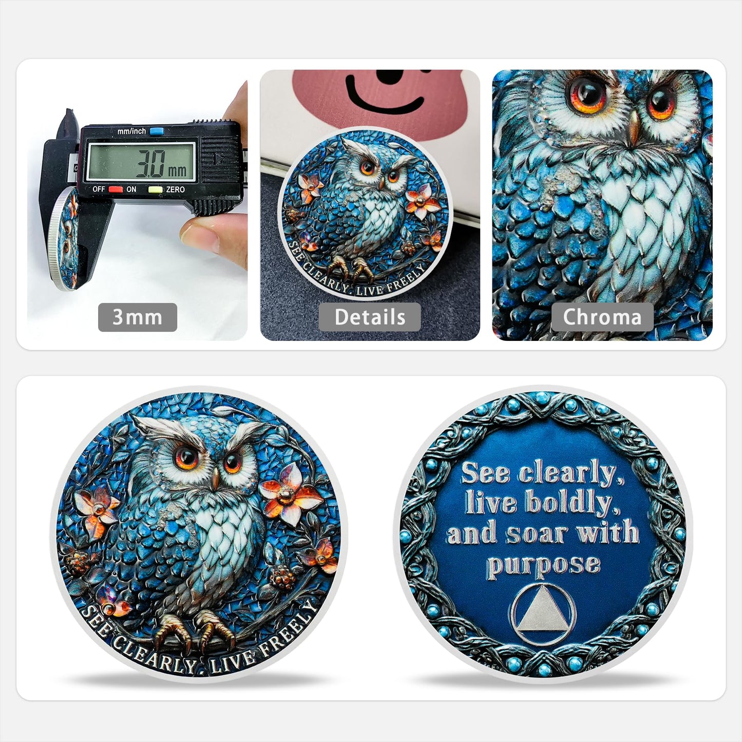 Owl & Triangular Symbol See Clearly Sobriety Coin mysite